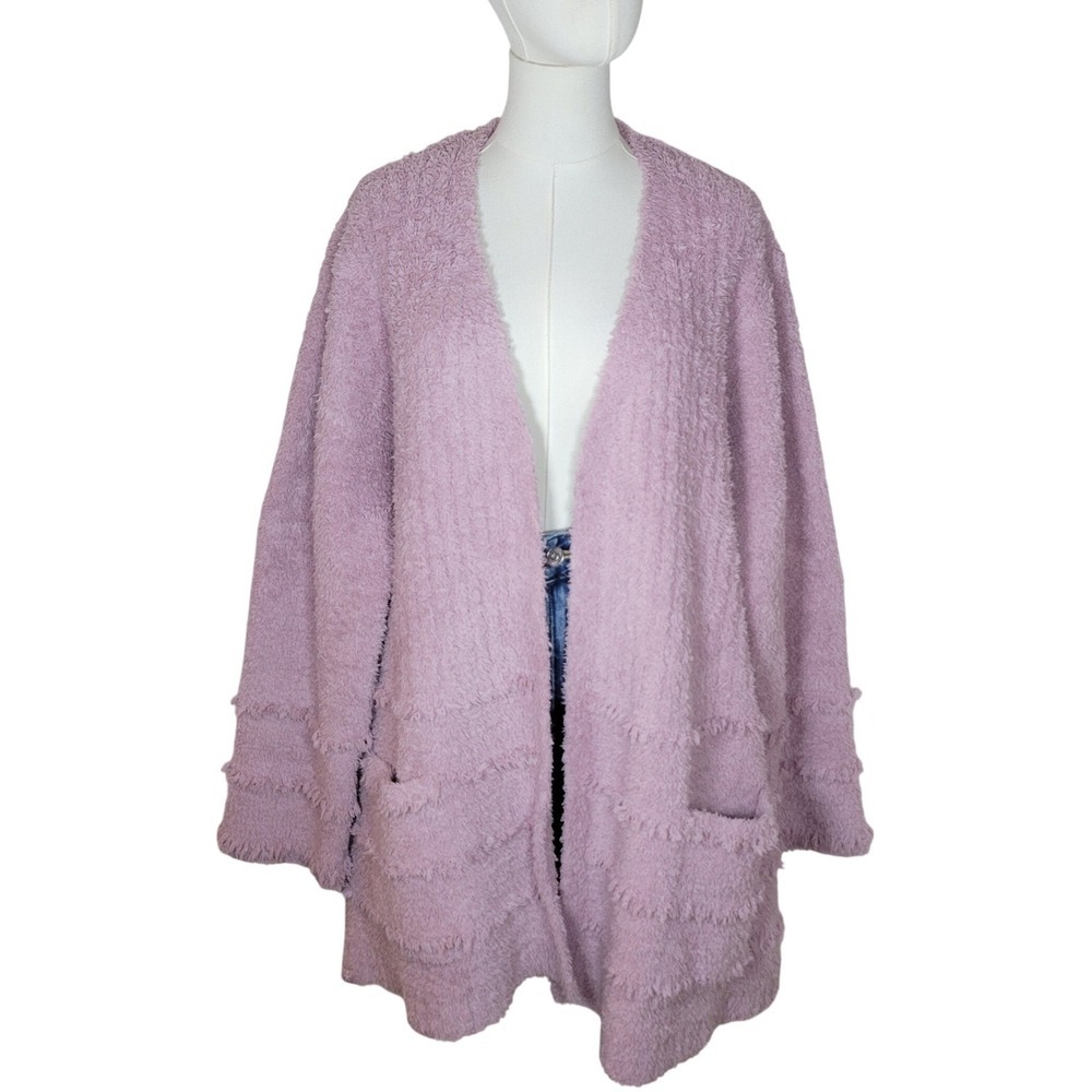 Barefoot Dreams Cozychic Boardwalk Cardigan Orchid 2X Cozy Winter Luxe